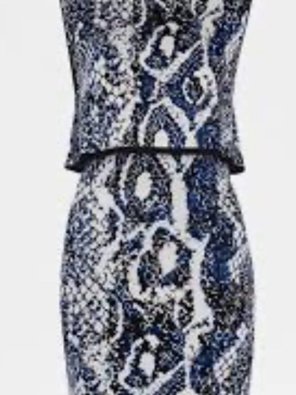 French Connection Navy and White Snake-Print Midi Dress